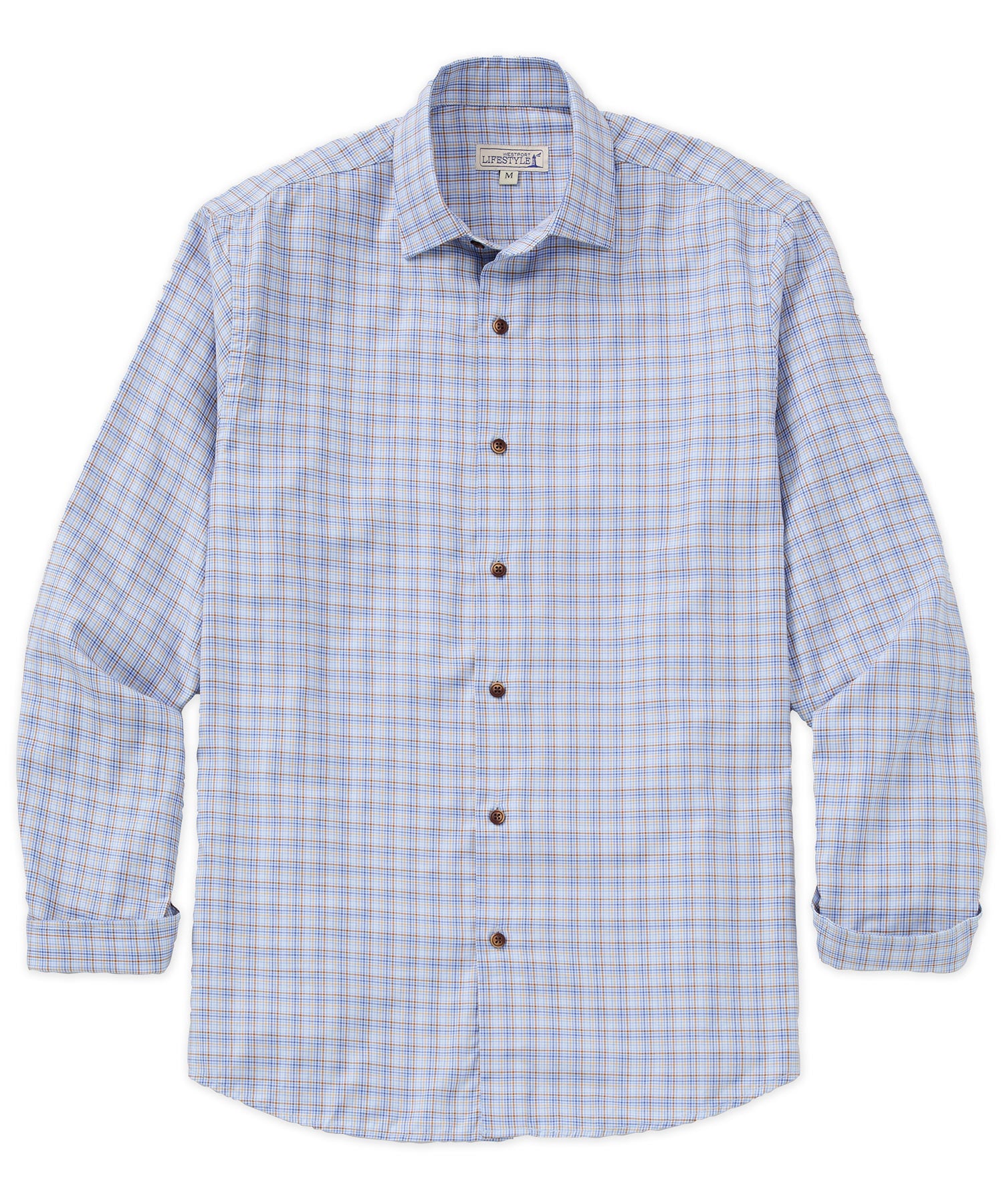 Westport Lifestyle Long Sleeve Button Down Collar Plaid Sport Shirt