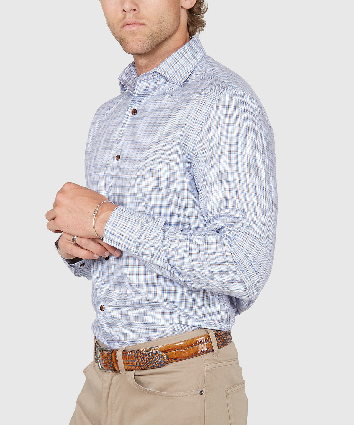 Westport Lifestyle Long Sleeve Button Down Collar Plaid Sport Shirt, Men's Big & Tall