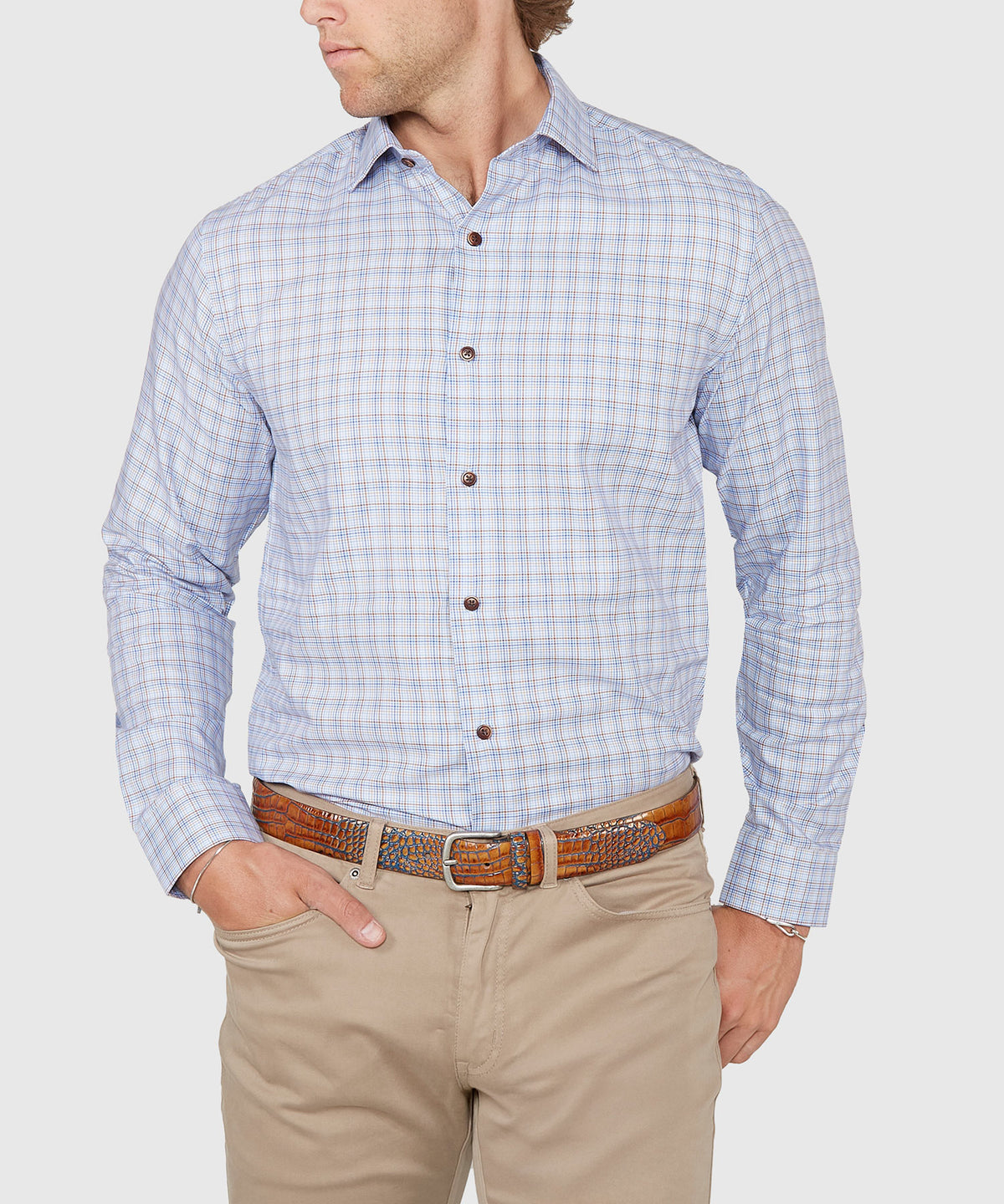 Westport Lifestyle Long Sleeve Button Down Collar Plaid Sport Shirt, Men's Big & Tall