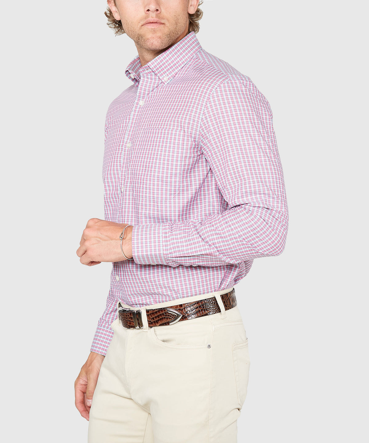 Westport Lifestyle Long Sleeve Button Down Collar Plaid Sport Shirt, Men's Big & Tall