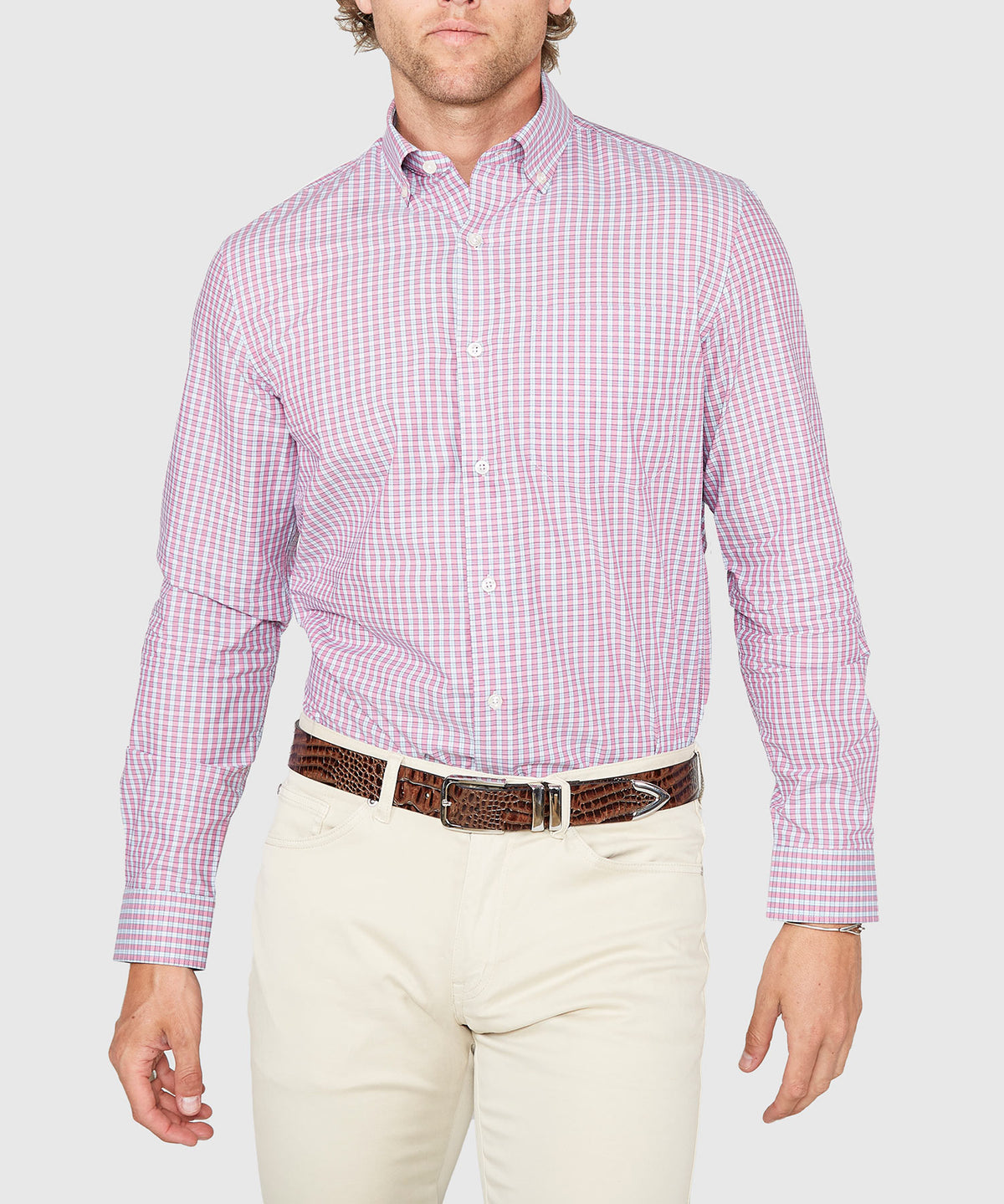 Westport Lifestyle Long Sleeve Button Down Collar Plaid Sport Shirt, Men's Big & Tall