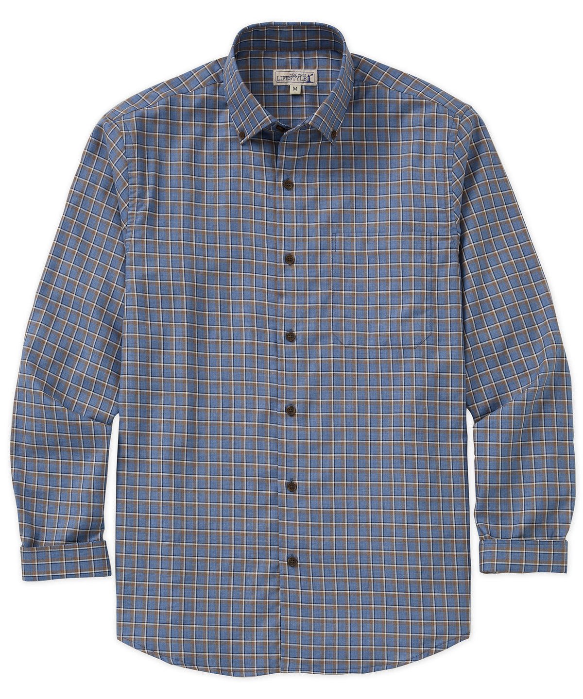 Westport Lifestyle Long Sleeve Button Down Collar Plaid Sport Shirt, Men's Big & Tall