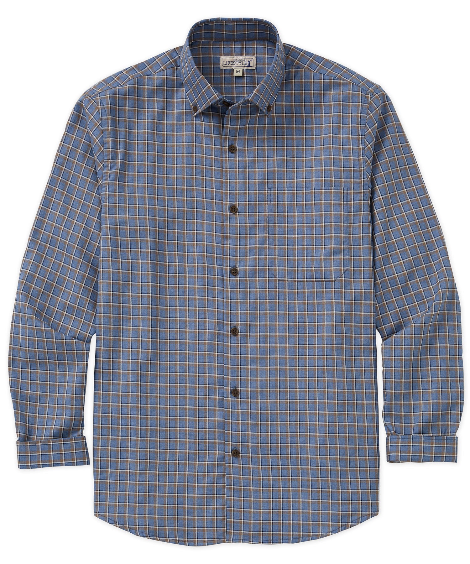 Westport Lifestyle Long Sleeve Button Down Collar Plaid Sport Shirt
