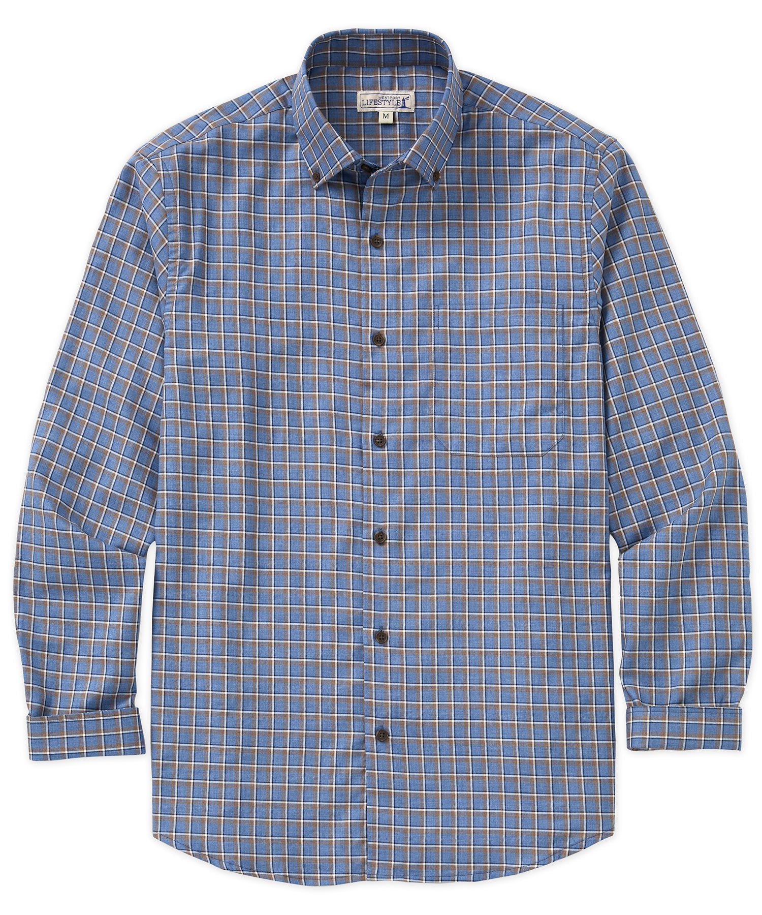 Westport Lifestyle Long Sleeve Button Down Collar Plaid Sport Shirt, Men's Big & Tall