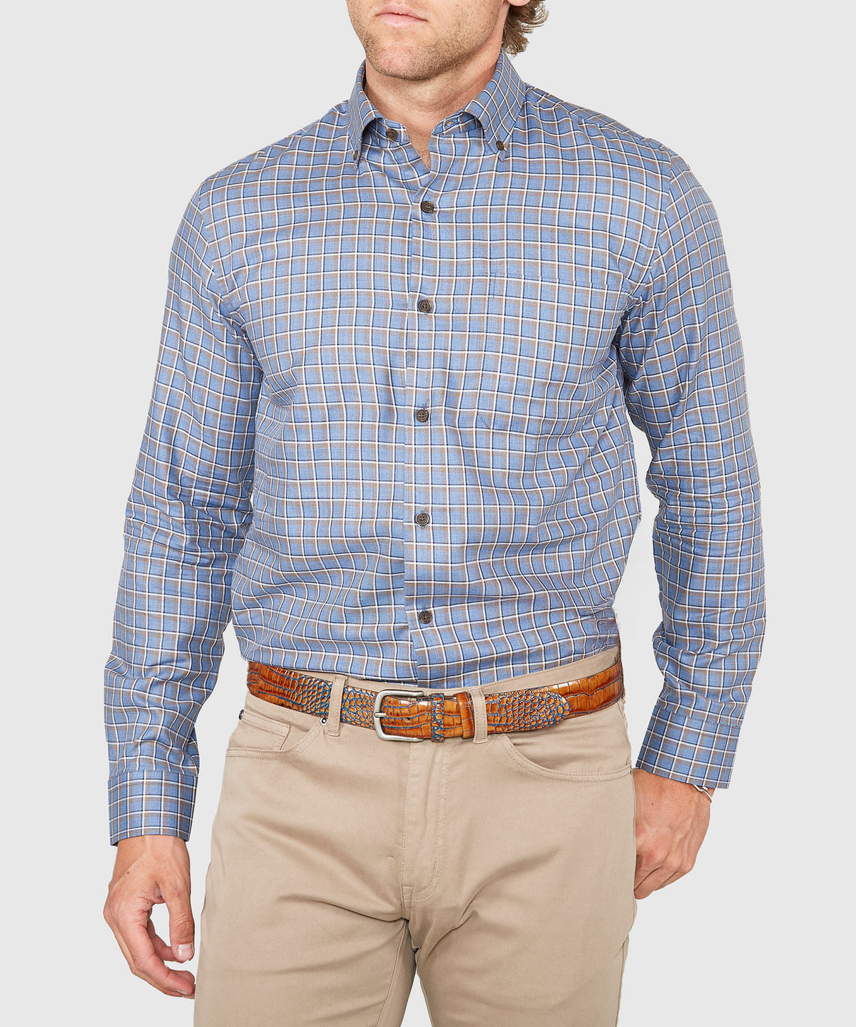 Westport Lifestyle Long Sleeve Button Down Collar Plaid Sport Shirt, Men's Big & Tall