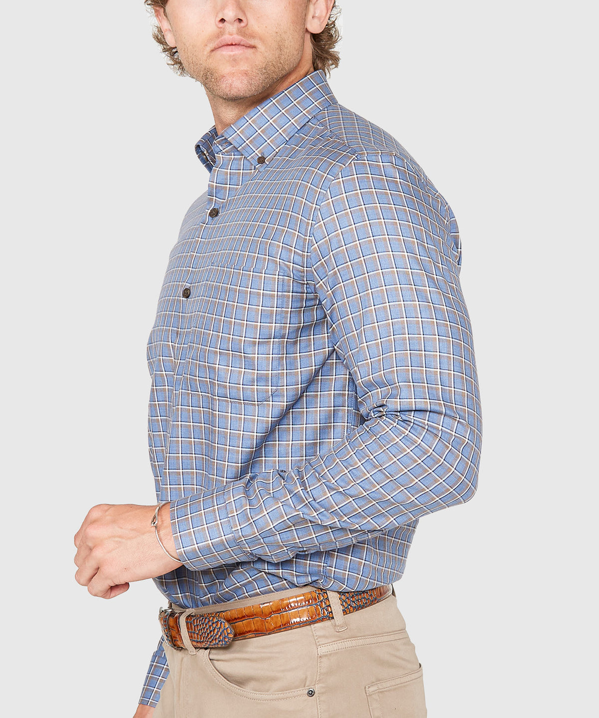 Westport Lifestyle Long Sleeve Button Down Collar Plaid Sport Shirt, Men's Big & Tall