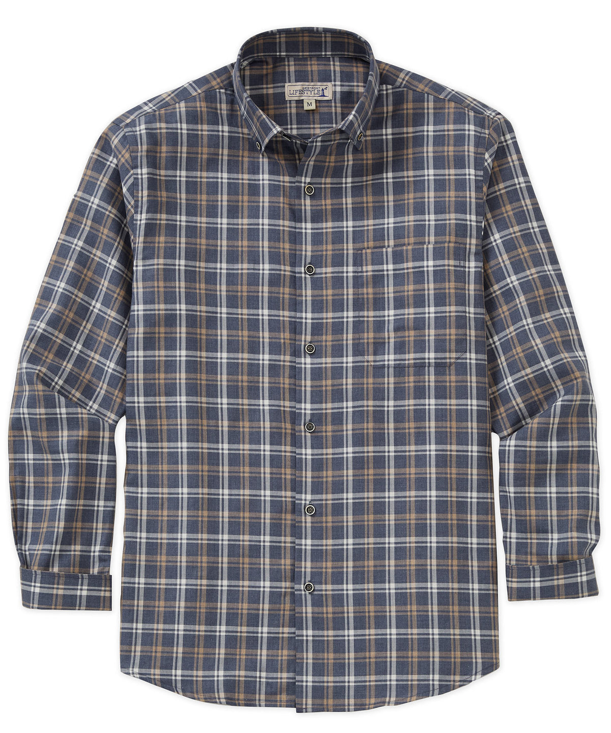 Westport Lifestyle Long Sleeve Button Down Collar Plaid Sport Shirt, Men's Big & Tall