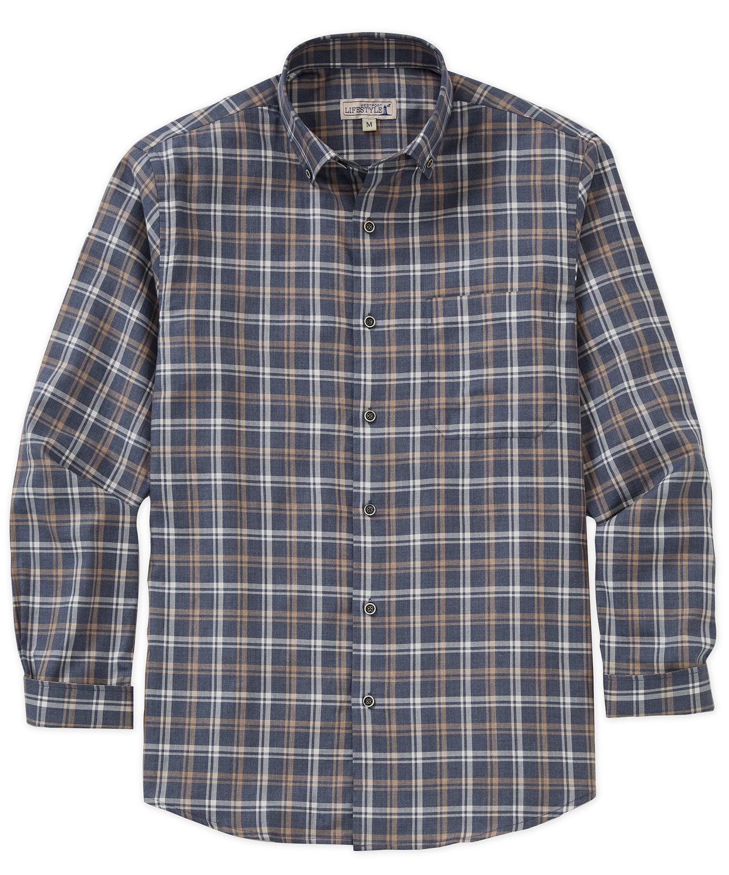Westport Lifestyle Long Sleeve Button Down Collar Plaid Sport Shirt