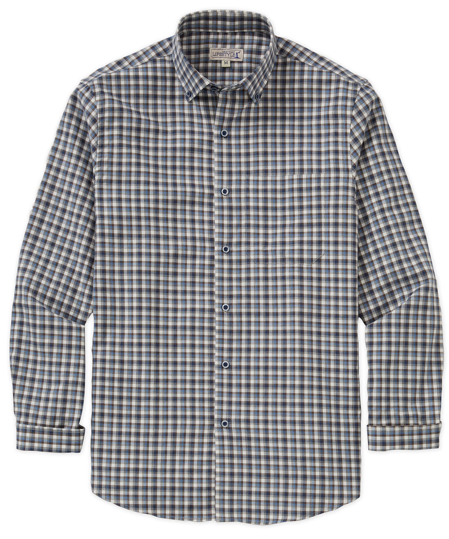 Westport Lifestyle Long Sleeve Button Down Collar Plaid Sport Shirt, Men's Big & Tall