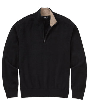 Westport Black Long Sleeve Heritage Cashmere Quarter Zip Pullover