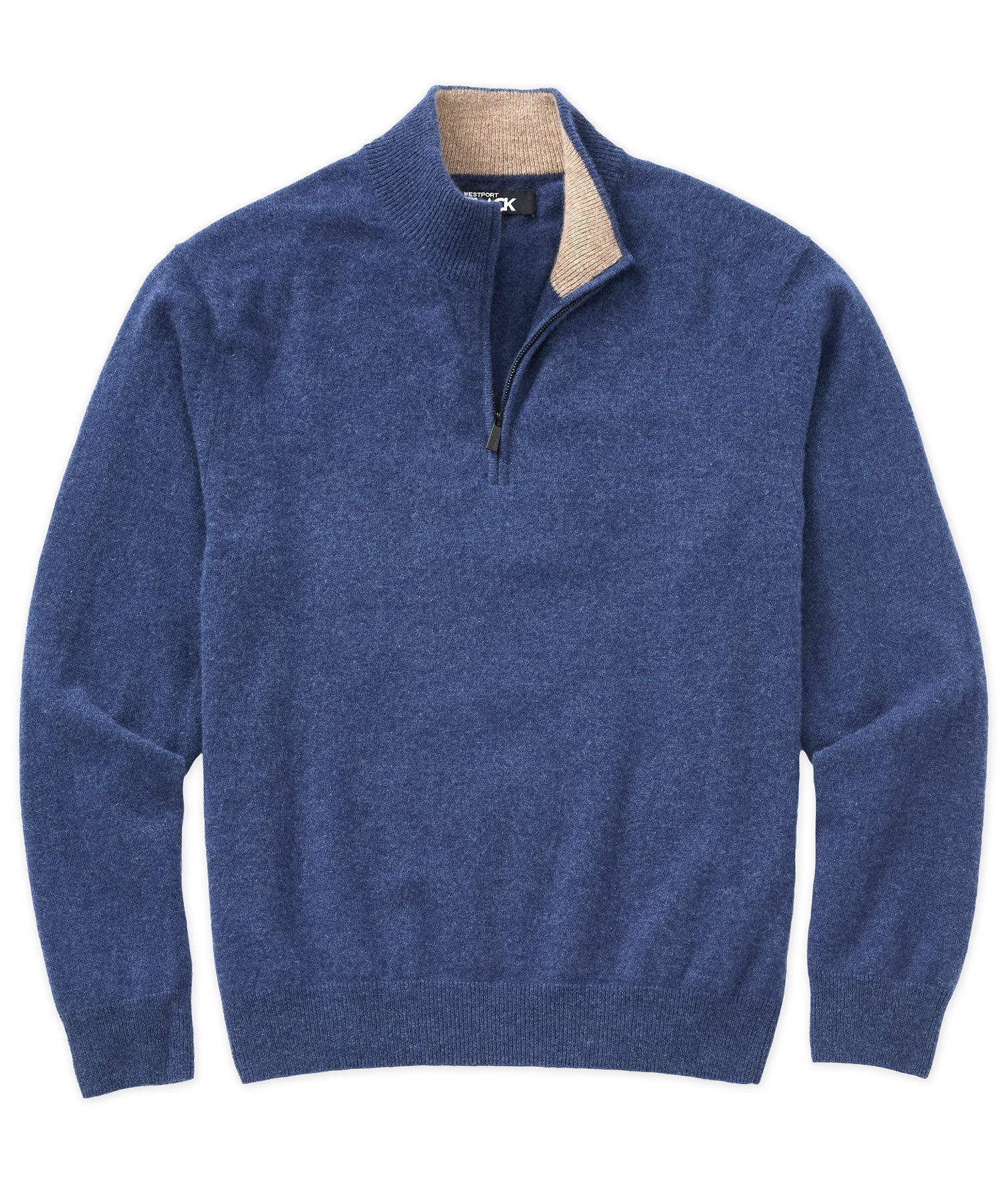 Westport Black Long Sleeve Heritage Cashmere Quarter Zip Pullover, Men's Big & Tall