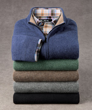 Westport Black Long Sleeve Heritage Cashmere Quarter Zip Pullover