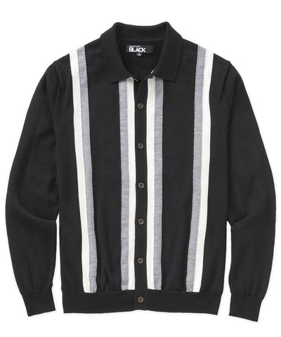 Westport Black Long Sleeve Rico Button Front Polo, Men's Big & Tall