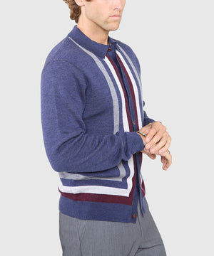 Westport Black Long Sleeve Havana Button Front Polo