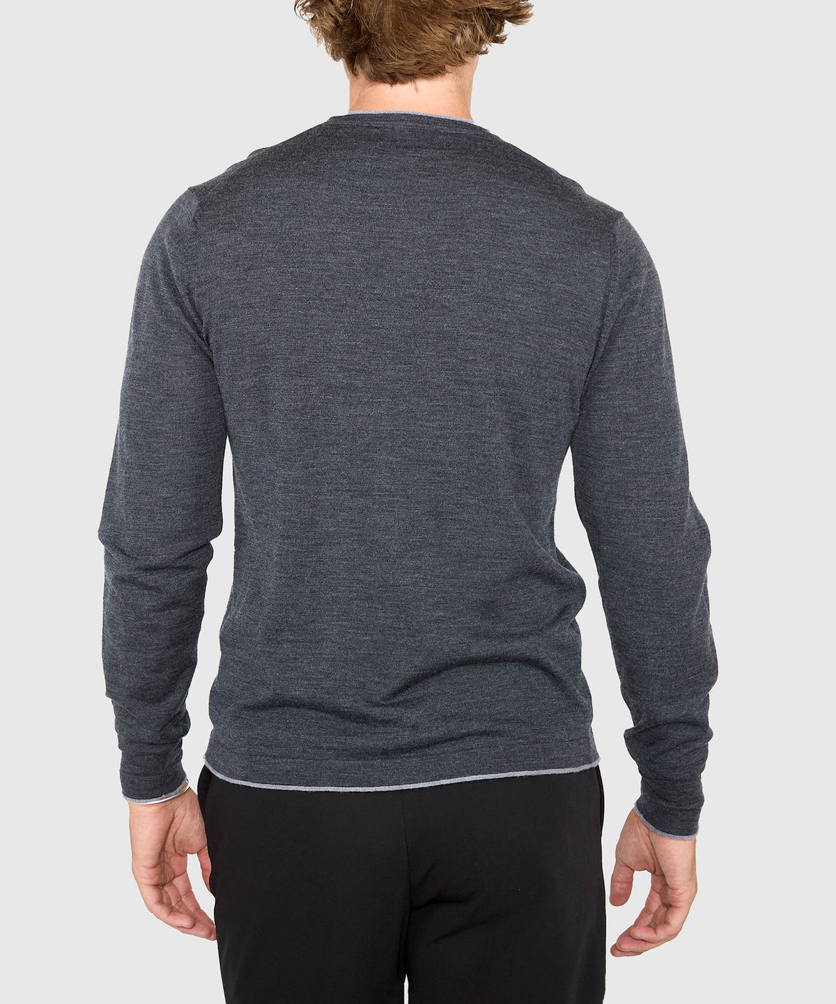 Westport Black Long Sleeve Westbrook Tipped Crew Pullover, Men's Big & Tall