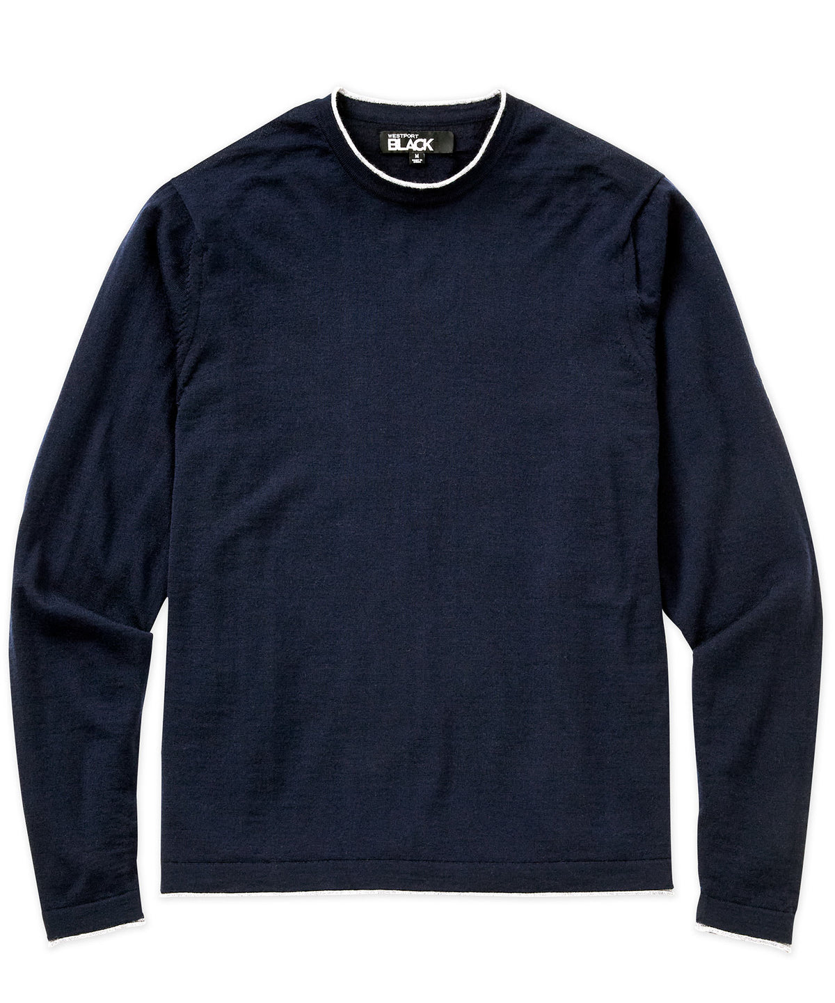 Westport Black Long Sleeve Westbrook Tipped Crew Pullover, Men's Big & Tall