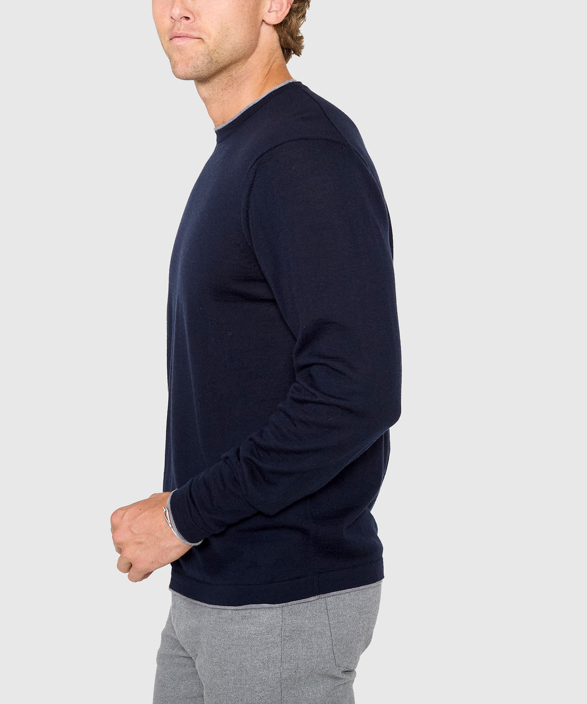 Westport Black Long Sleeve Westbrook Tipped Crew Pullover, Men's Big & Tall