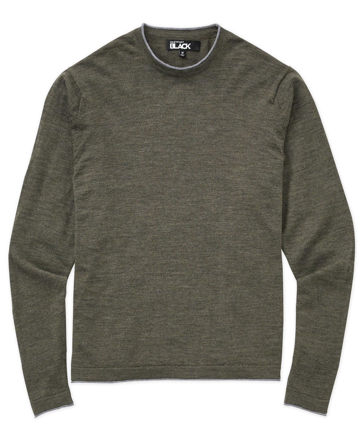 Westport Black Long Sleeve Westbrook Tipped Crew Pullover, Men's Big & Tall