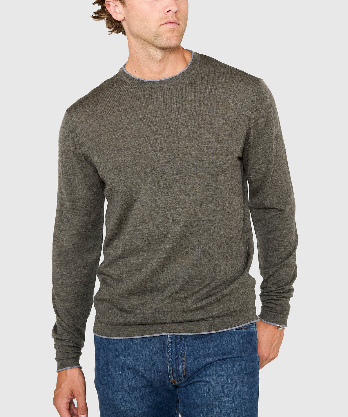 Westport Black Long Sleeve Westbrook Tipped Crew Pullover, Men's Big & Tall