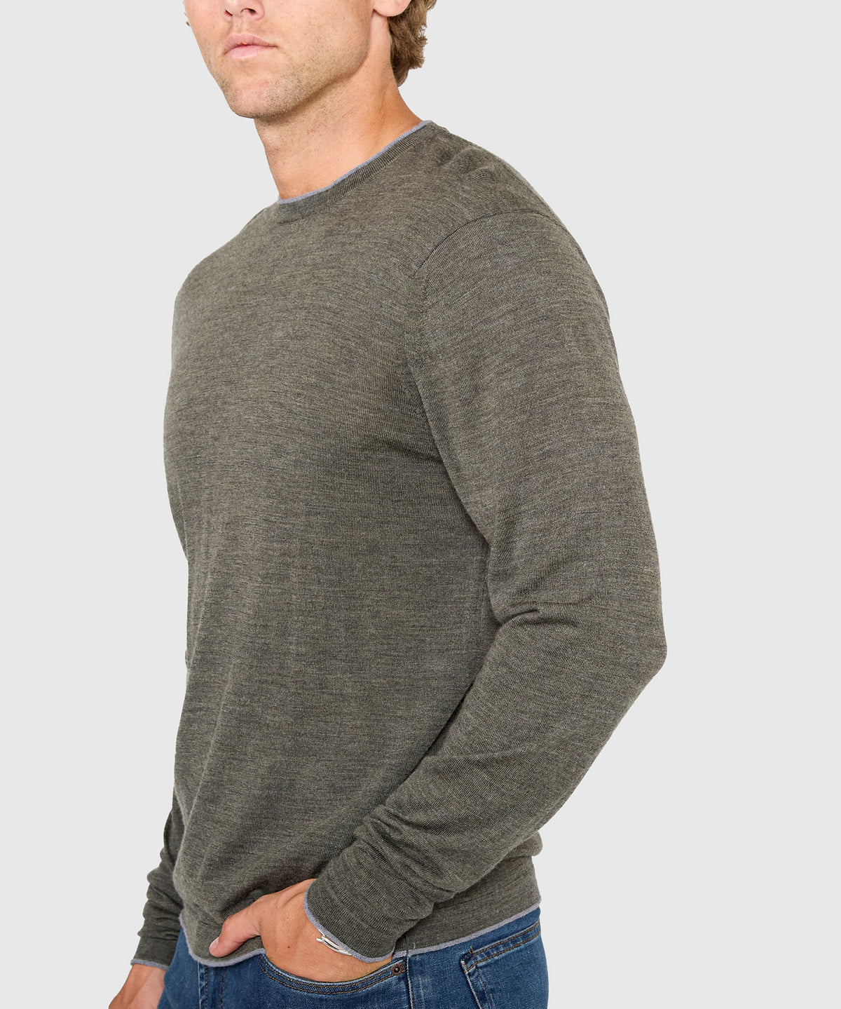 Westport Black Long Sleeve Westbrook Tipped Crew Pullover, Men's Big & Tall