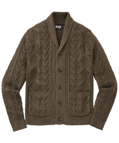 Westport Black Aztec Cable Cardigan, Men's Big & Tall