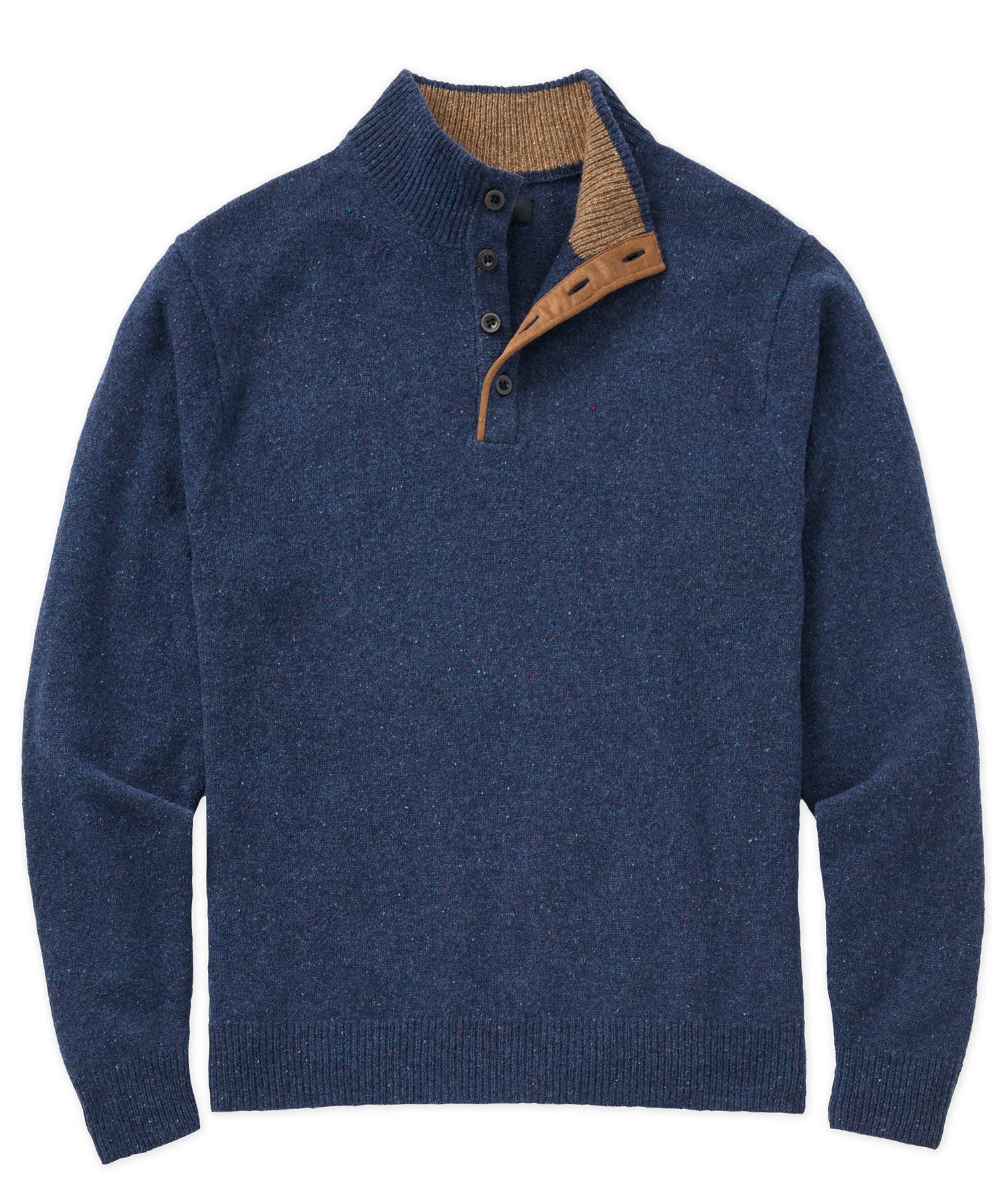 Westport Black Benson Donegal Button Mock Sweater, Men's Big & Tall