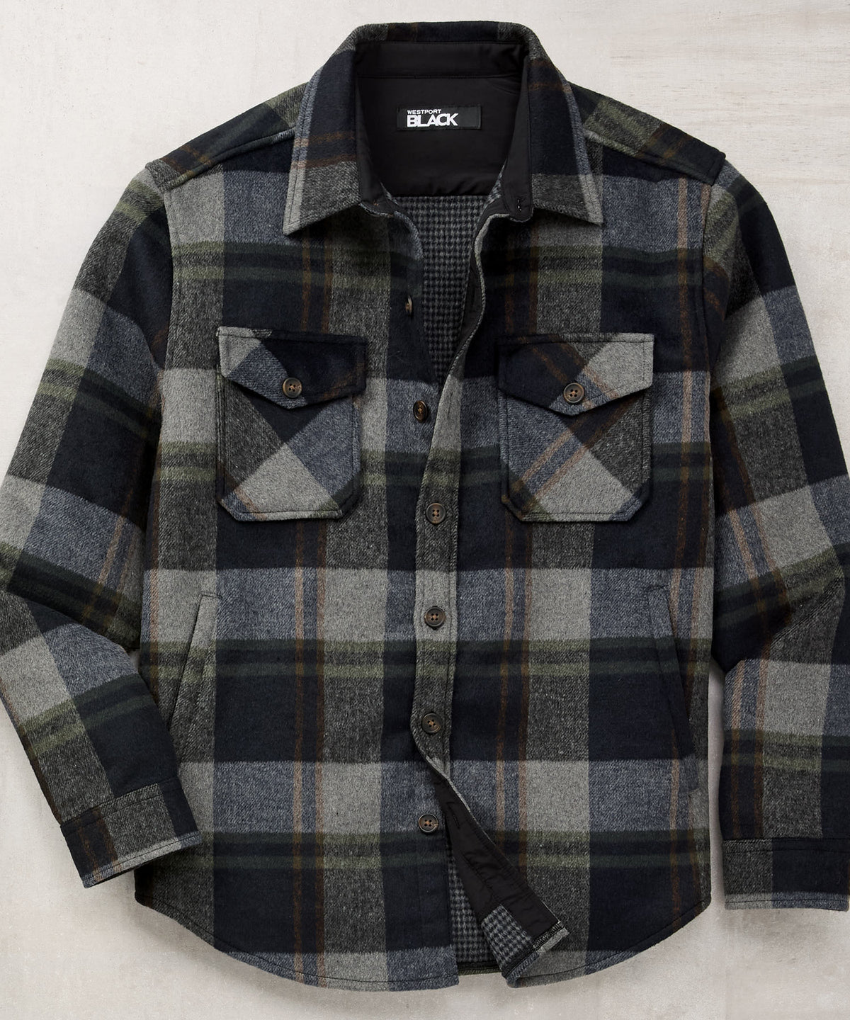 Westport Black Ridgeview Wool Blend Houndstooth Shirt Jacket, Men's Big & Tall