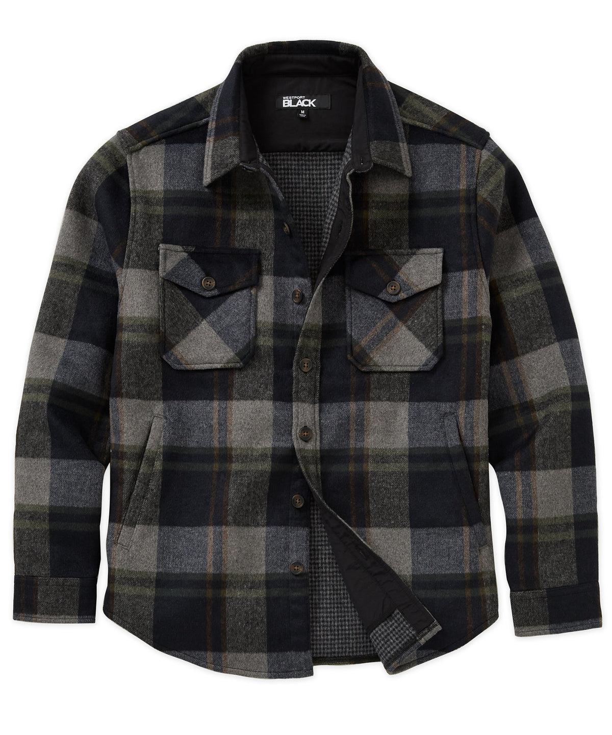 Westport Black Ridgeview Wool Blend Houndstooth Shirt Jacket, Men's Big & Tall