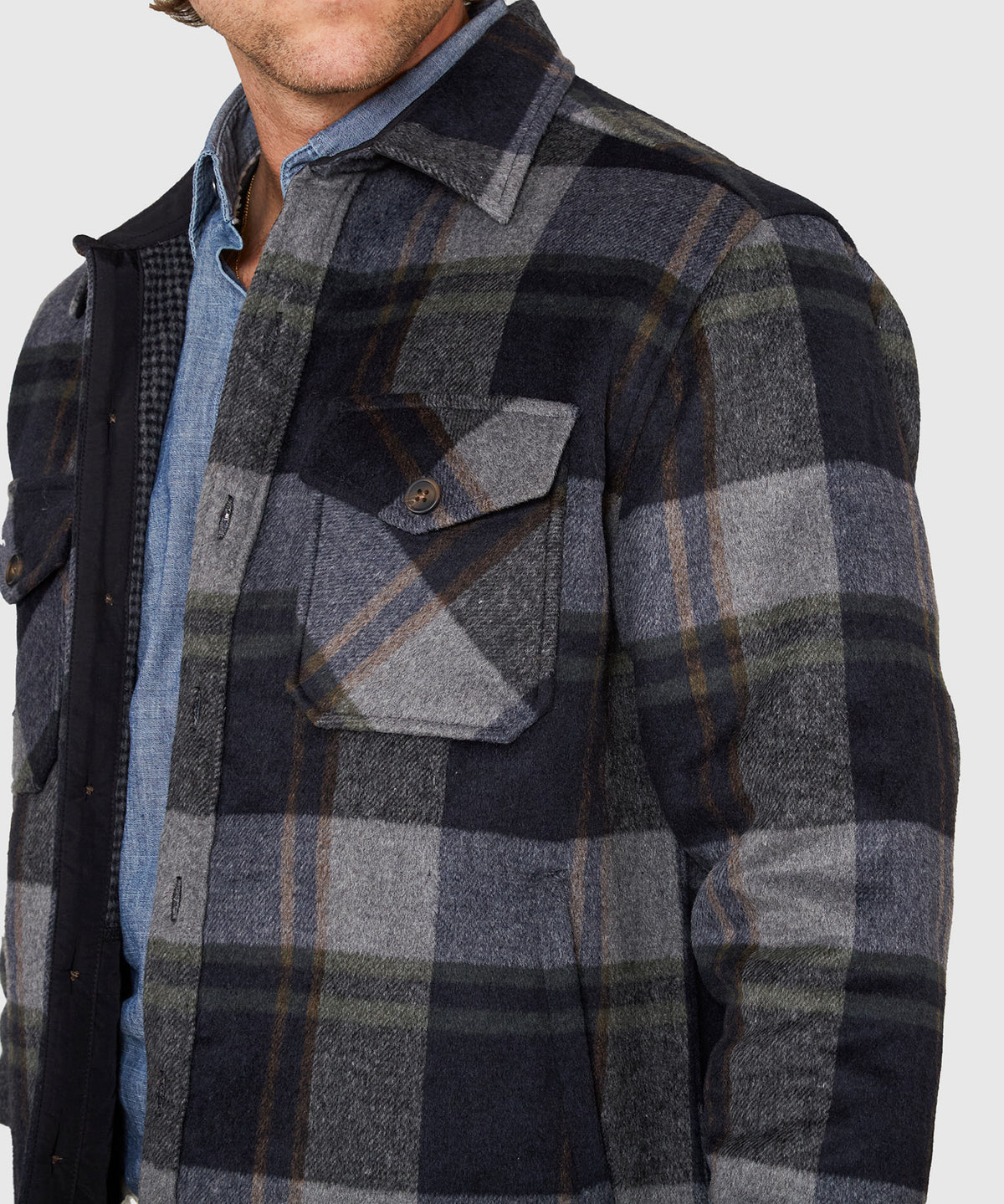 Westport Black Ridgeview Wool Blend Houndstooth Shirt Jacket, Men's Big & Tall