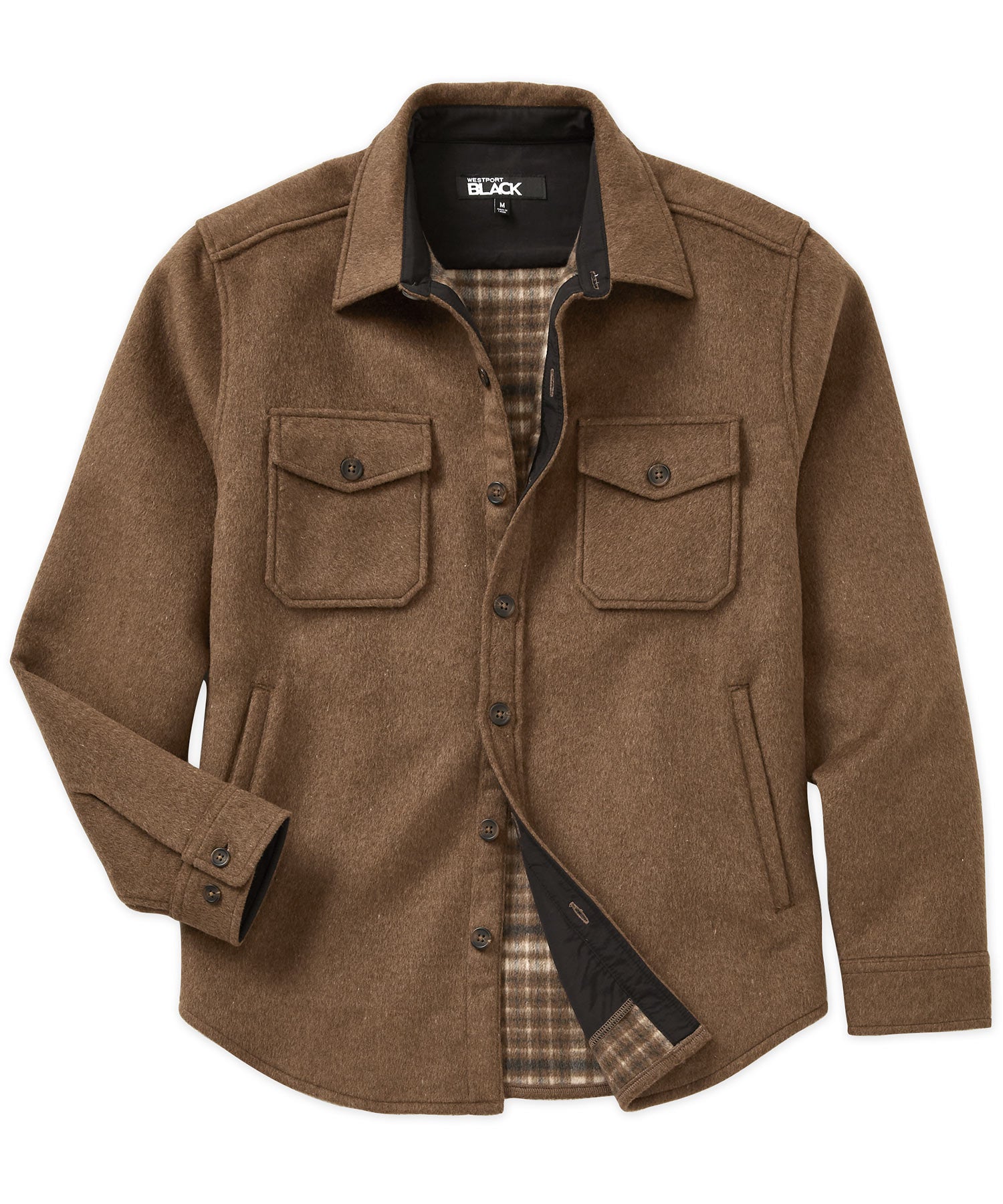 Westport Black Ridgeview Wool Blend Plaid Shirt Jacket, Men's Big & Tall