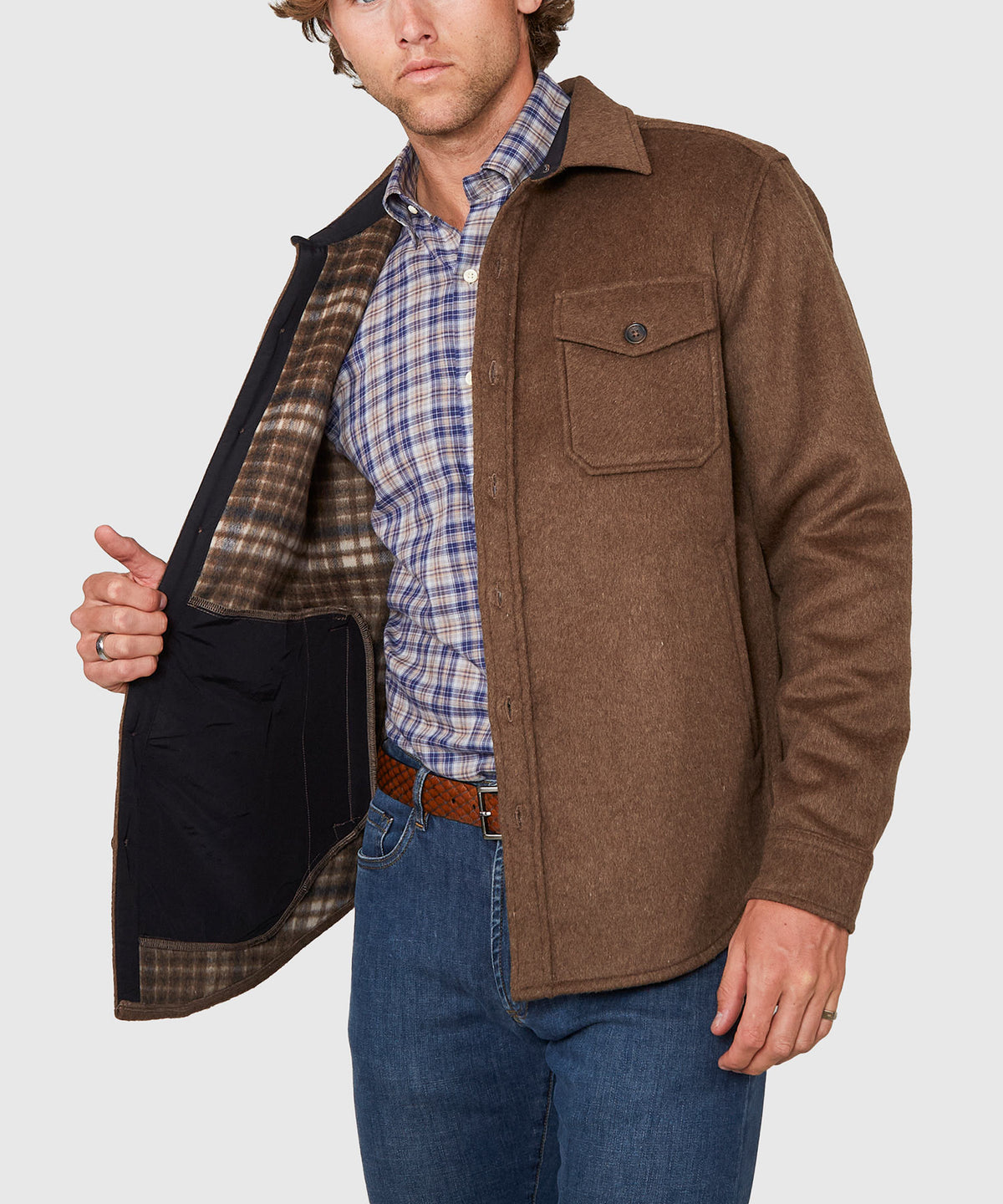 Westport Black Ridgeview Wool Blend Plaid Shirt Jacket, Men's Big & Tall