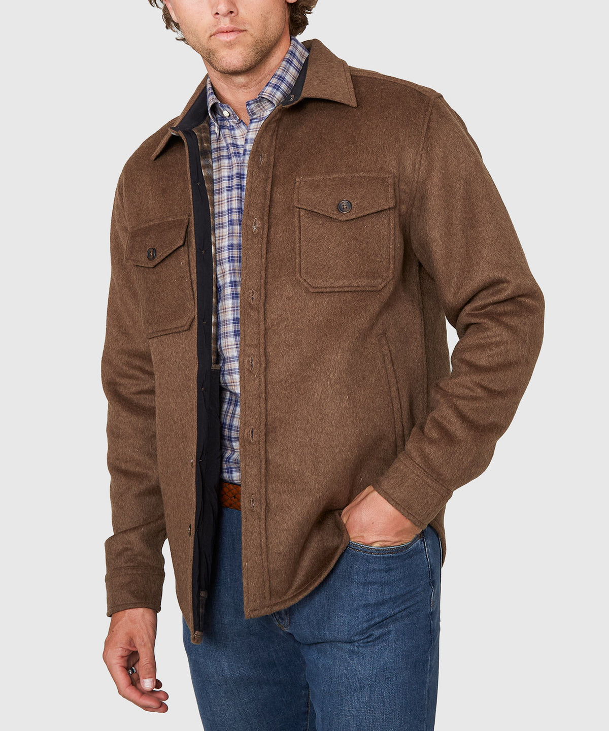 Westport Black Ridgeview Wool Blend Plaid Shirt Jacket, Men's Big & Tall