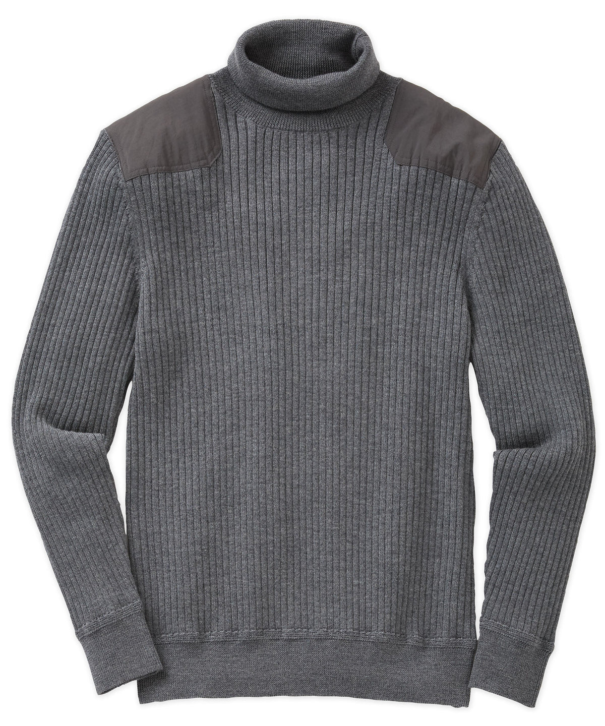 Westport Black Ribbed Military Turtleneck Pullover, Men's Big & Tall