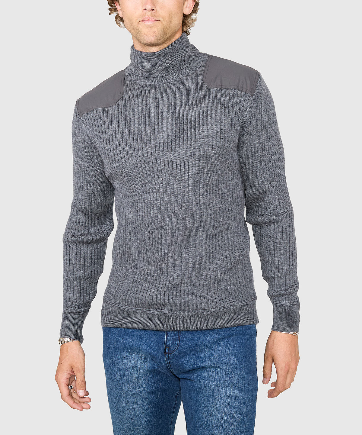 Westport Black Ribbed Military Turtleneck Pullover, Men's Big & Tall