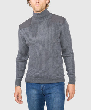 Westport Black Ribbed Military Turtleneck Pullover