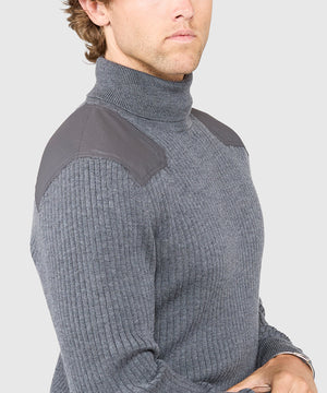 Westport Black Ribbed Military Turtleneck Pullover