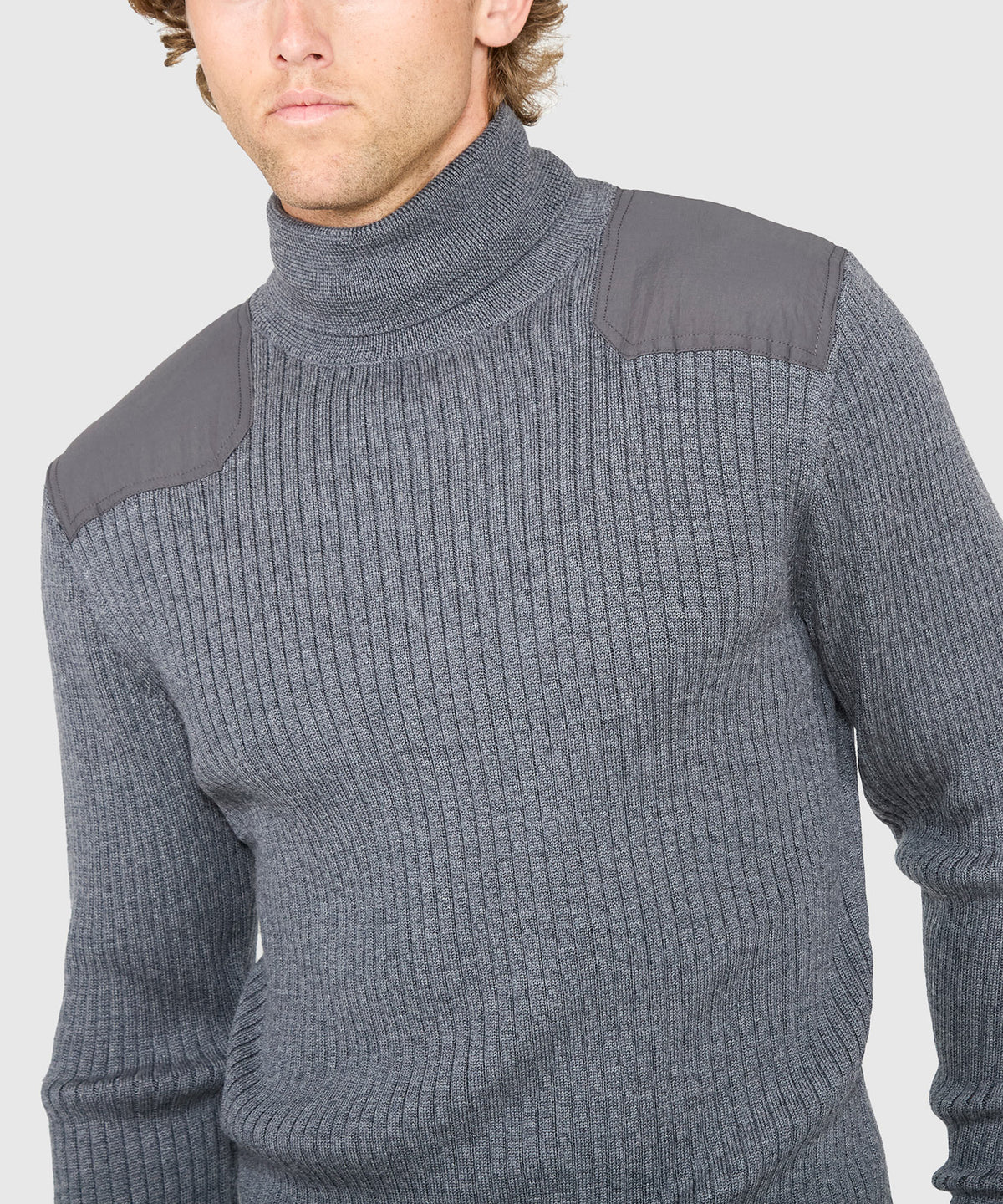 Westport Black Ribbed Military Turtleneck Pullover, Men's Big & Tall