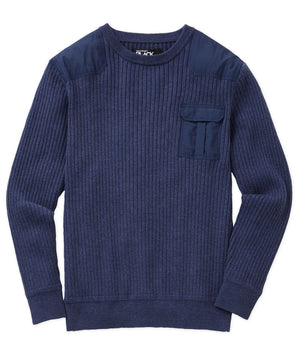 Westport Black Ribbed Military Crew Neck Pullover