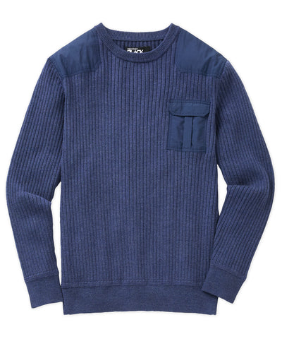 Westport Black Ribbed Military Crew Neck Pullover, Men's Big & Tall