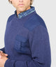 Westport Black Ribbed Military Crew Neck Pullover