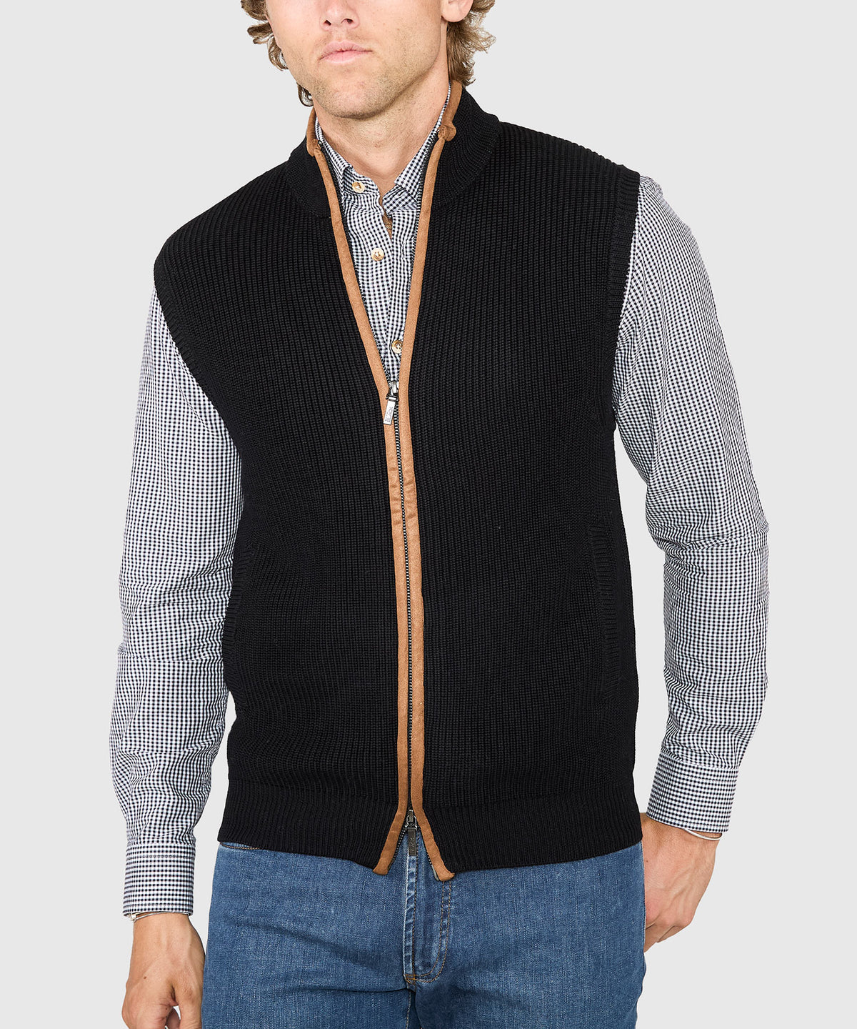 Westport Black Mystic Merino Wool Full Zip Vest, Men's Big & Tall
