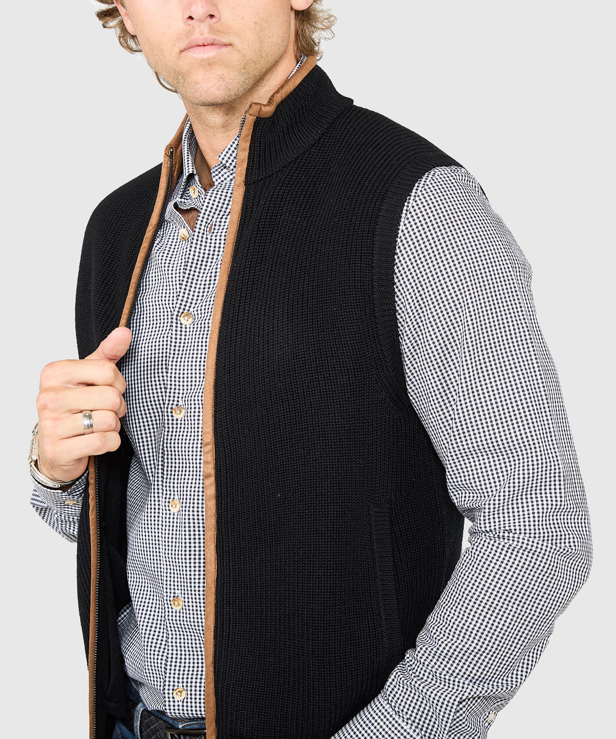 Westport Black Mystic Merino Wool Full Zip Vest, Men's Big & Tall