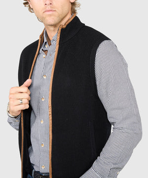 Westport Black Mystic Merino Wool Full Zip Vest