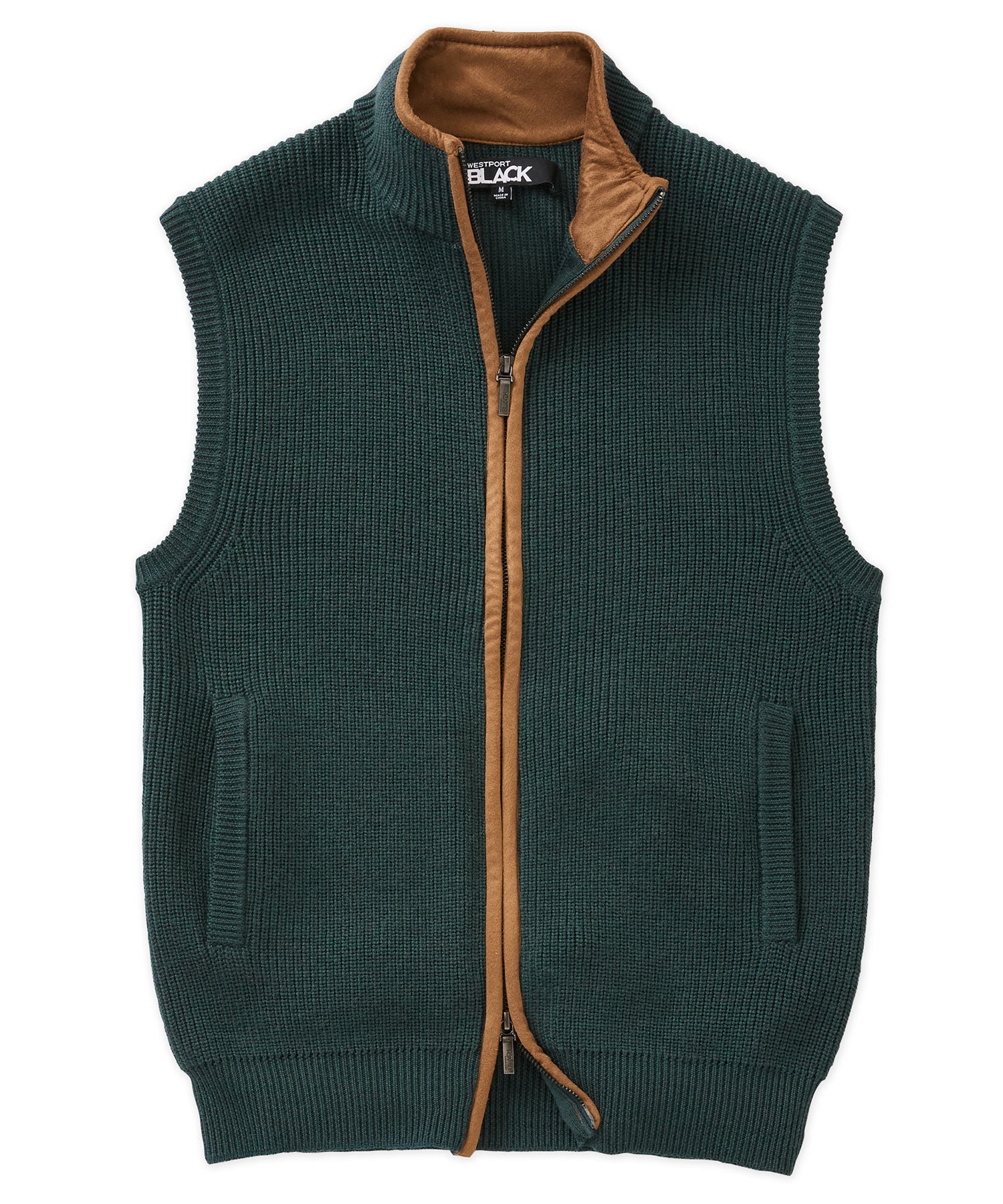 Westport Black Mystic Merino Wool Full Zip Vest, Men's Big & Tall