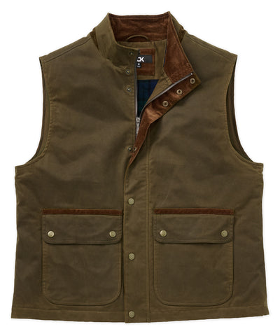 Westport Black Hudson Waxed Cotton Vest, Men's Big & Tall