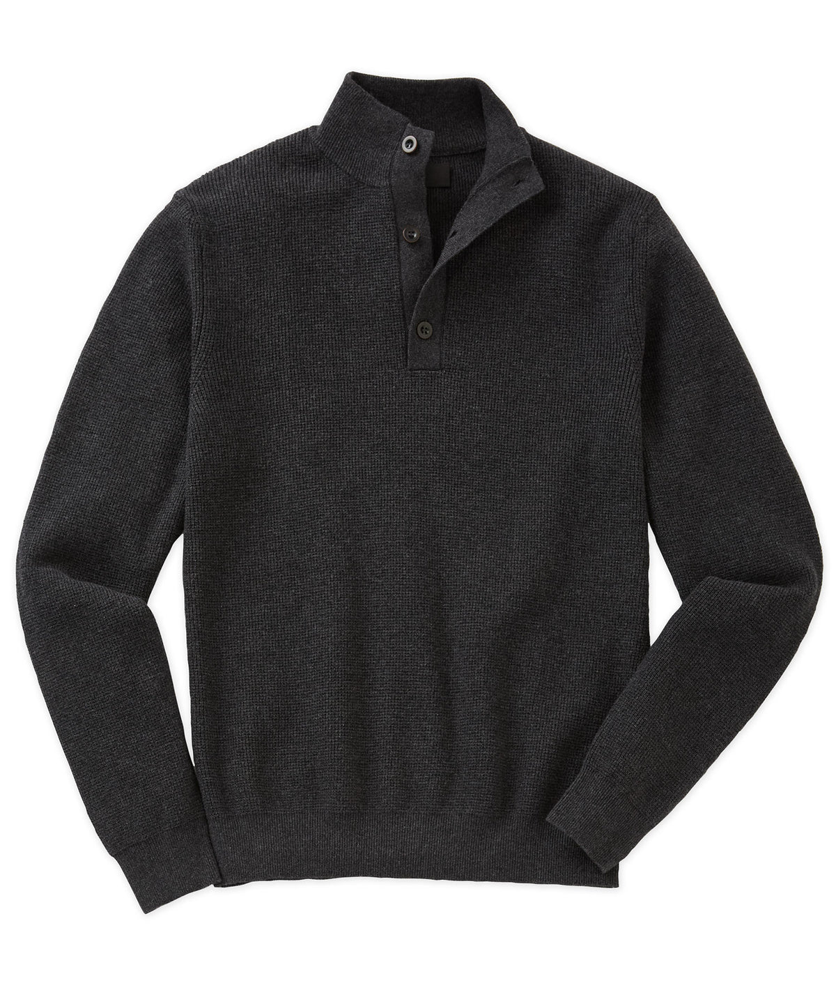 Westport Black Legacy Cotton Cashmere Button Mock Sweater, Men's Big & Tall