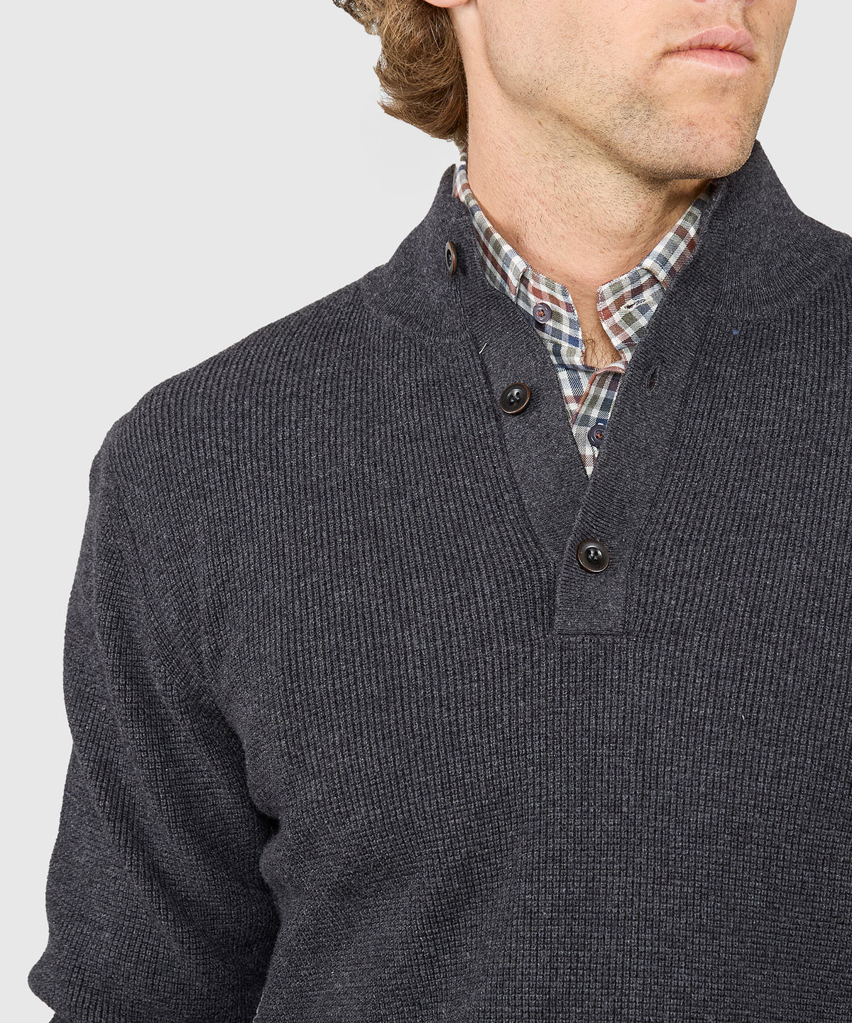 Westport Black Legacy Cotton Cashmere Button Mock Sweater, Men's Big & Tall