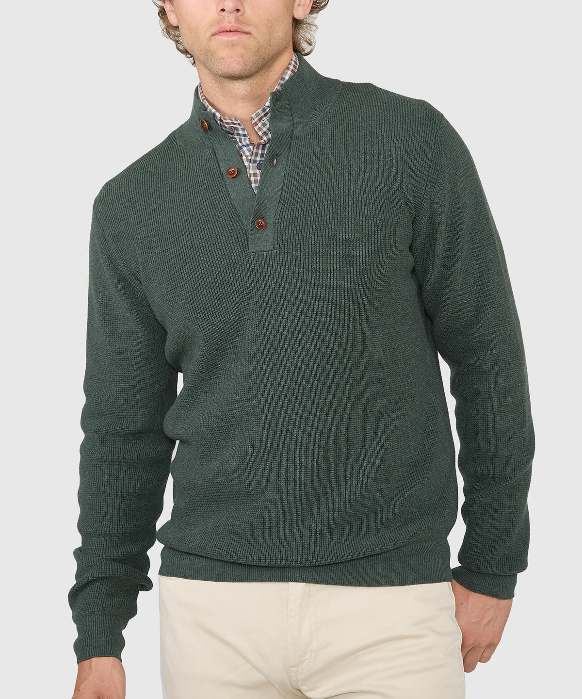 Westport Black Legacy Cotton Cashmere Button Mock Sweater, Men's Big & Tall