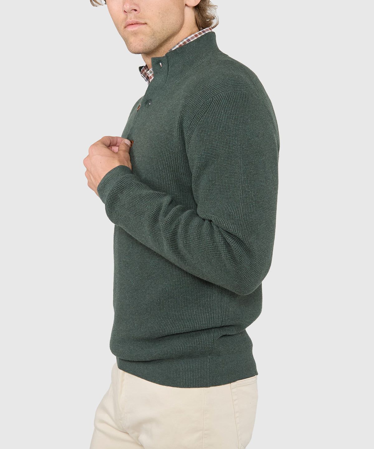 Westport Black Legacy Cotton Cashmere Button Mock Sweater, Men's Big & Tall