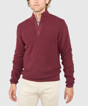 Westport Black Legacy Cotton Cashmere Button Mock Sweater